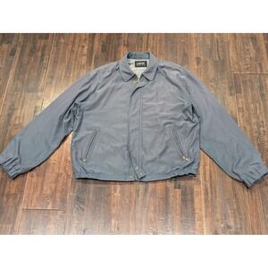 Vintage Gray Faded Harrington Mens XL Long Microfiber Jacket Bomber Zip 90s Soft